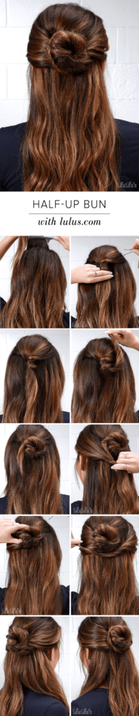 Cute 5 Minute Bun Hairstyle in Half Bun