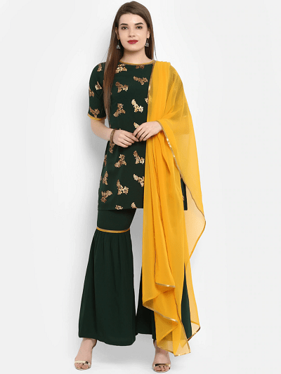 Kurta with Sharara in latest trends in kurtis 2020