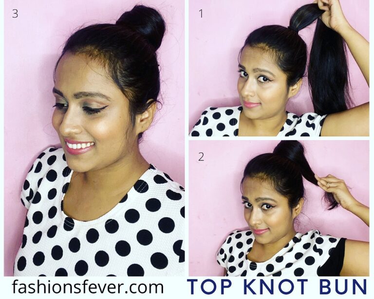 How To Top Knot Bun Tutorial 3 Quick And Easy Ways Fashion S Fever   Top Knot Bun Method 3 768x614 