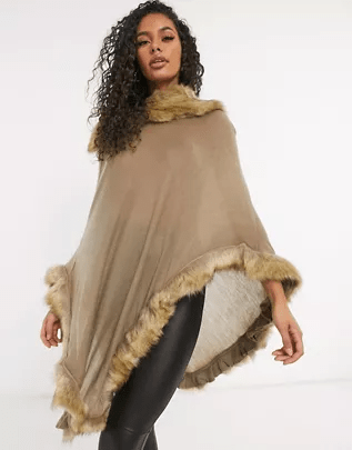 faux fur poncho in cute fall outfits for women