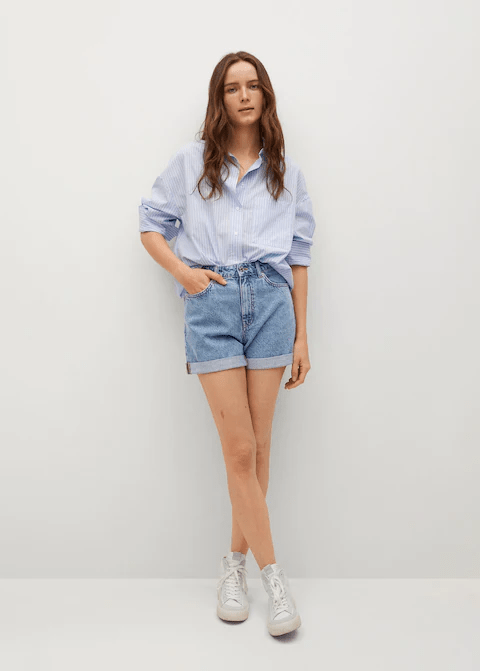 How to style an oversized shirt - with denim shorts