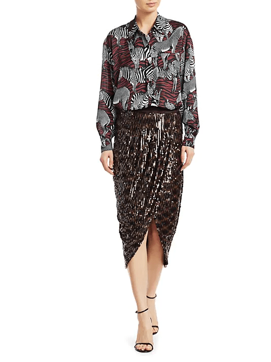 How to style an oversized shirt - with sequin skirt
