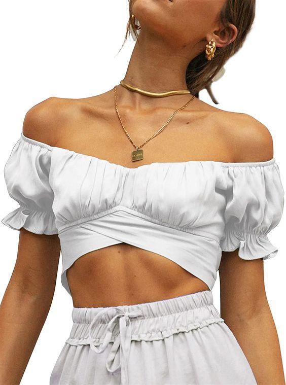 white off shoulder crop top