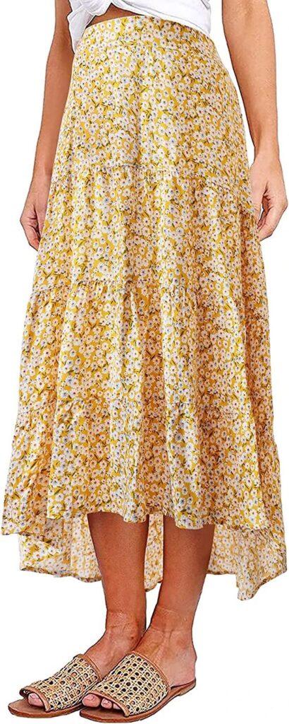 yellow floral skirt