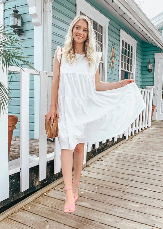 little white dress in cute summer outfit ideas