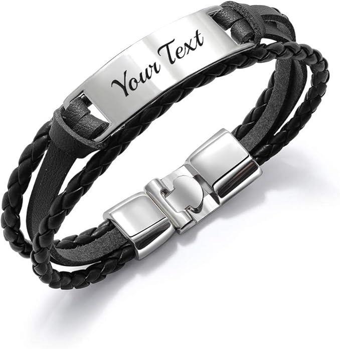 leather bracelet with custom engraving - Top Affordable Gifts for Fashion Lovers Under $50