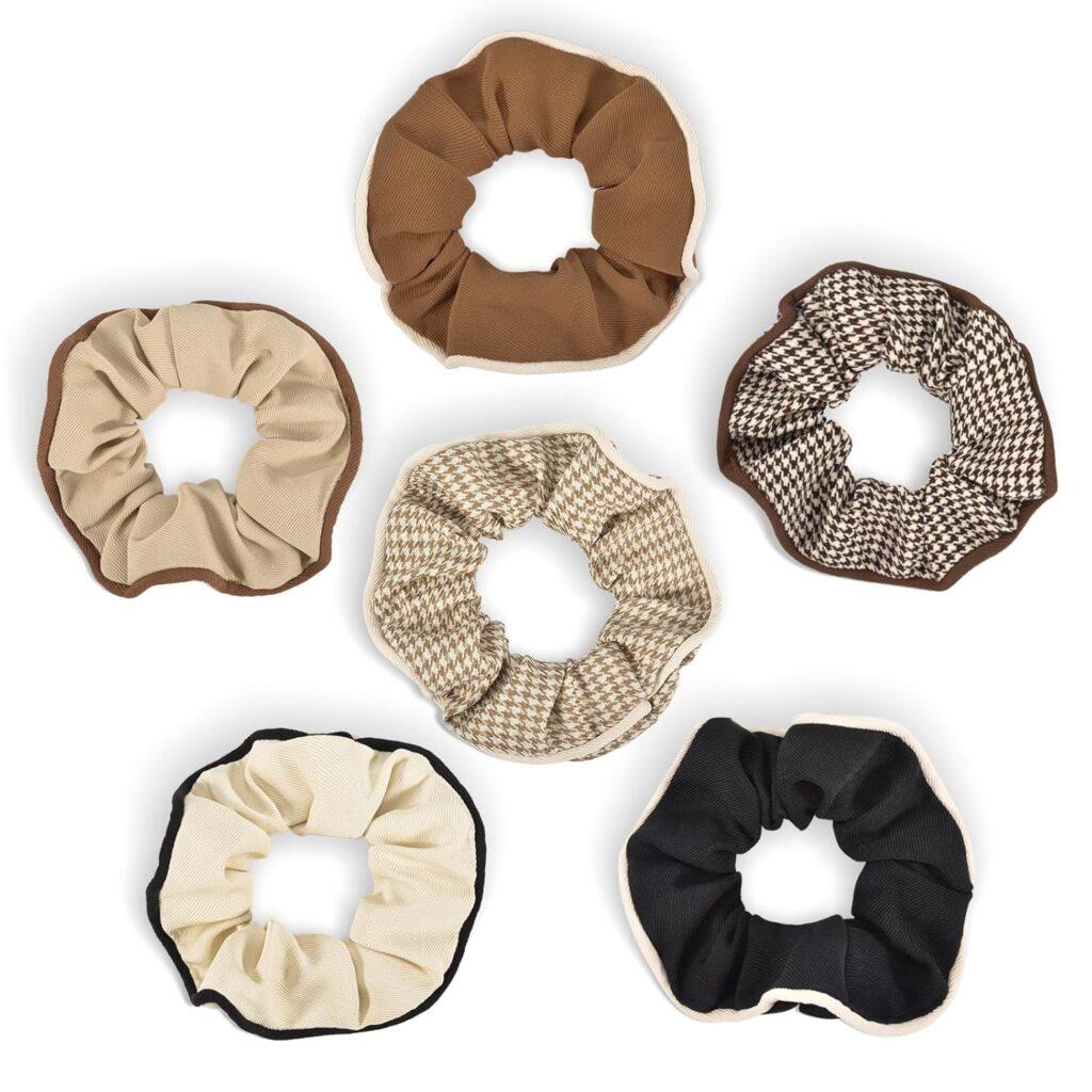 Set of vintage-inspired silk hair scrunchies, gentle on hair and stylish for daily wear.